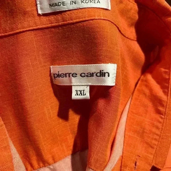 Pierre Cardin Orange Floral Button Down Shirt - Picture 3 of 5